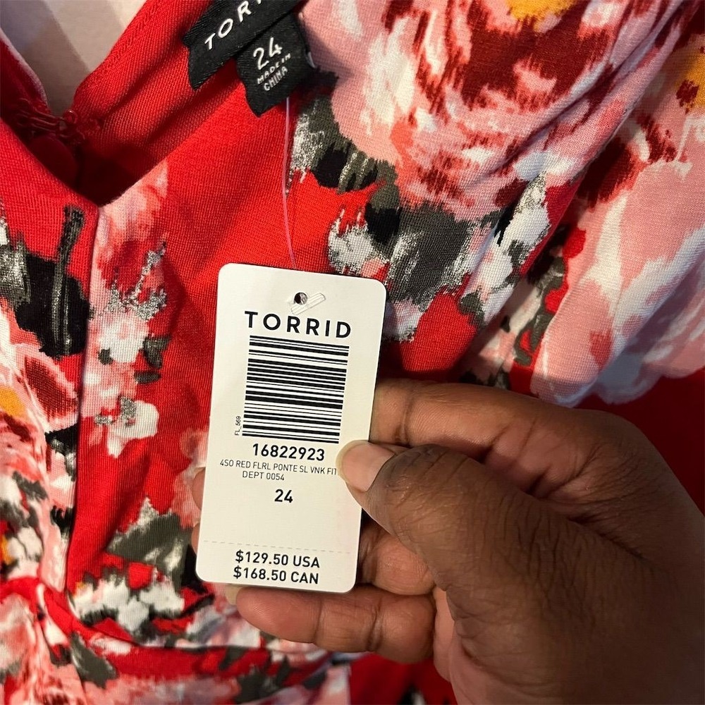 Torrid Plus Size Red‎ Floral Contouring Fit & Flare Ponte Dress 24 NWT - Picture 8 of 11